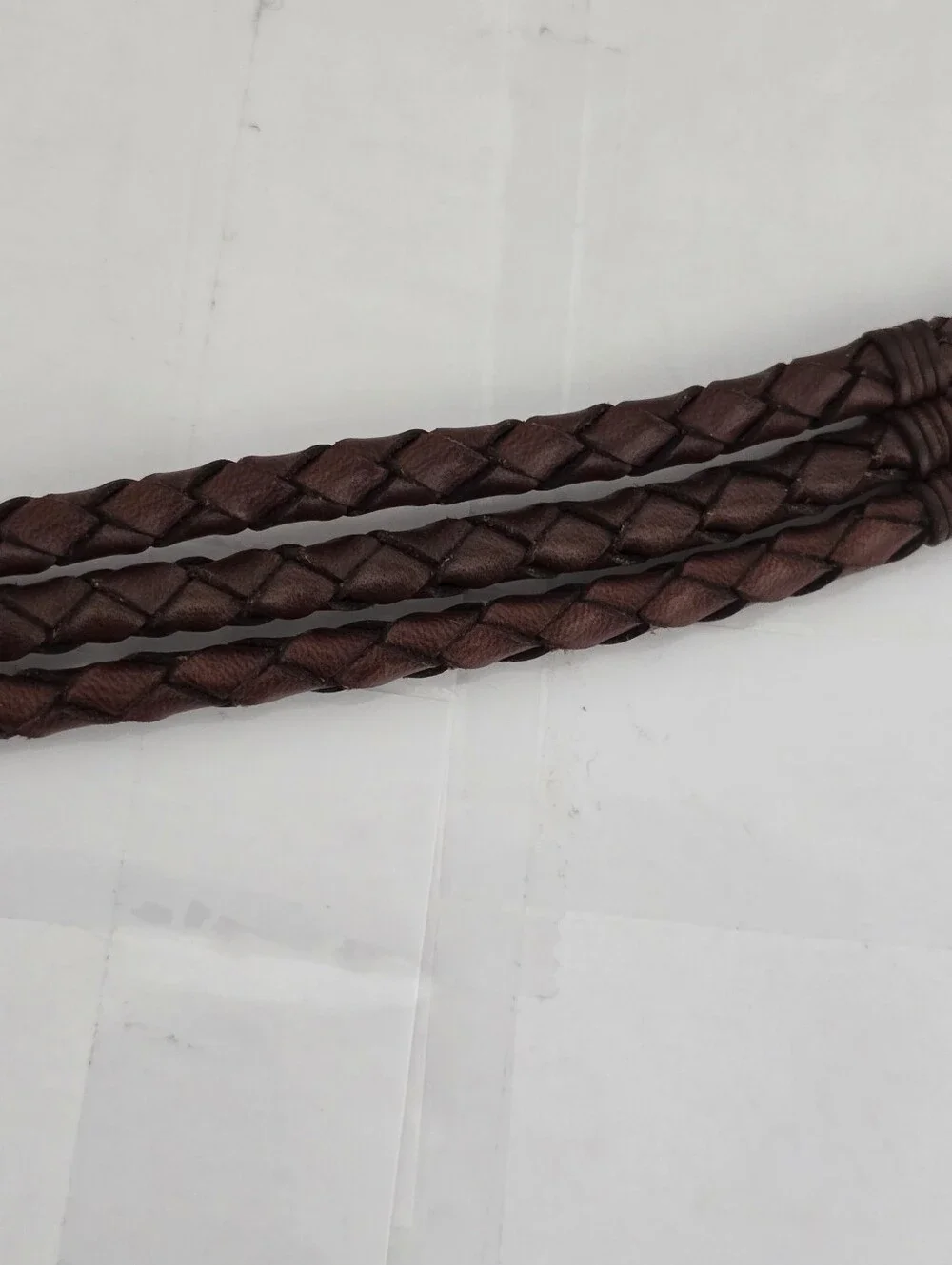 vintage 1995 BRIGHTON size Medium Leather Braided Rope Brown Belt Silver Buckle